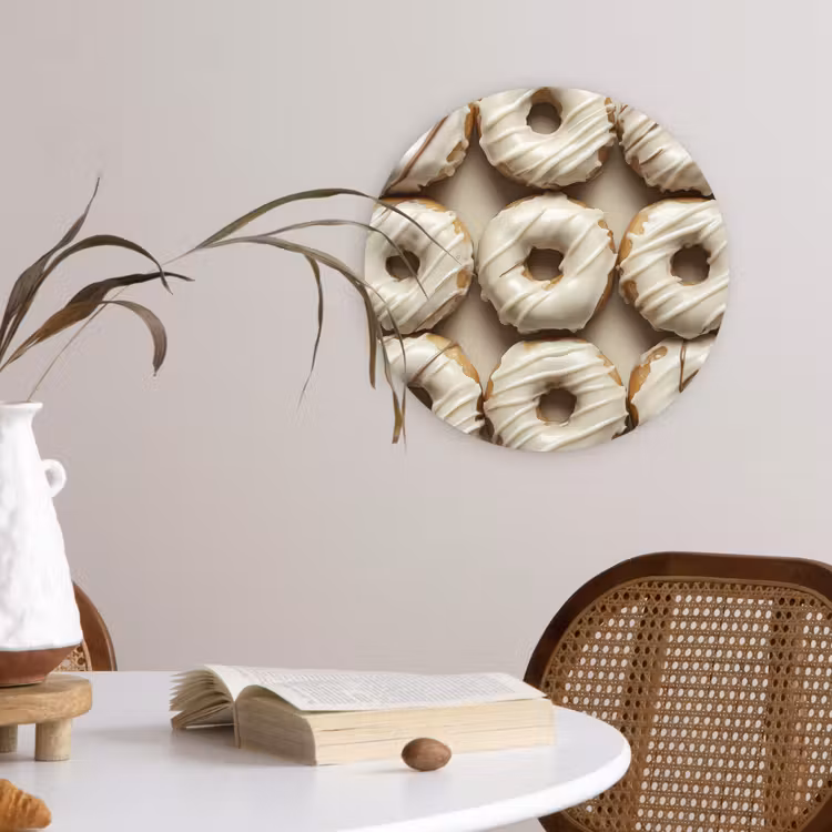 Wandcirkel - Glas - Donuts - Chocolade - Wit - Beige — 4