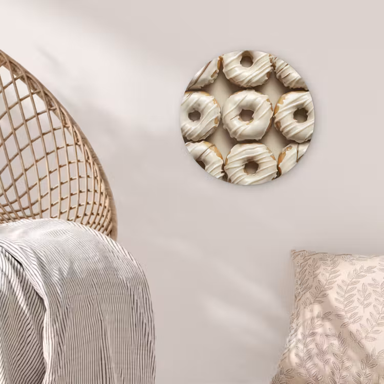 Wandcirkel - Glas - Donuts - Chocolade - Wit - Beige — 5