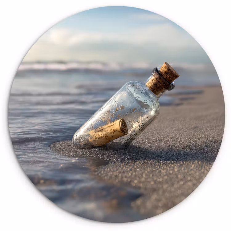 Wandcirkel - Glas - Glazenfles - Post - Zee - Zand — 1