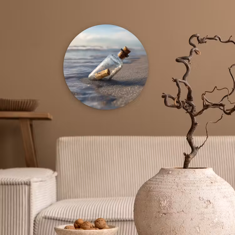Wandcirkel - Glas - Glazenfles - Post - Zee - Zand — 2