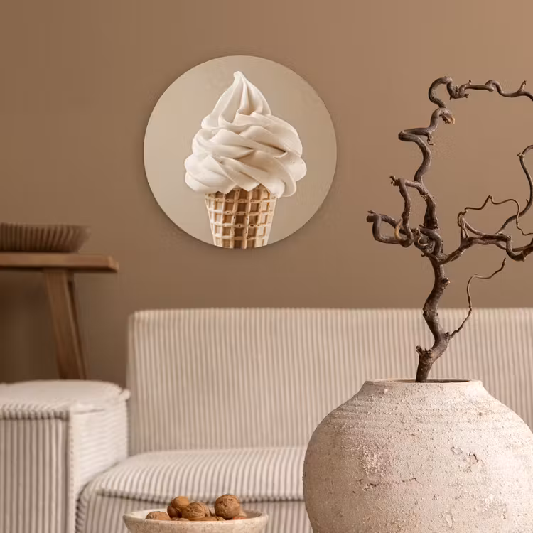 Wandcirkel - Glas - IJs - Softijs - Romig - Hoorntje - Beige — 2