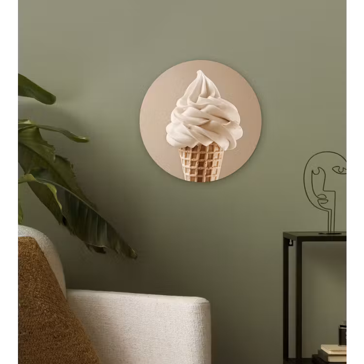 Wandcirkel - Glas - IJs - Softijs - Romig - Hoorntje - Beige — 3
