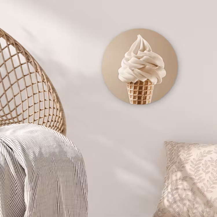Wandcirkel - Glas - IJs - Softijs - Romig - Hoorntje - Beige — 5