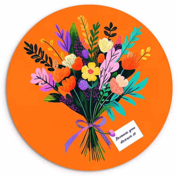 Wandcirkel - Glas - Kaartje - Boeket - Bloemen — 1