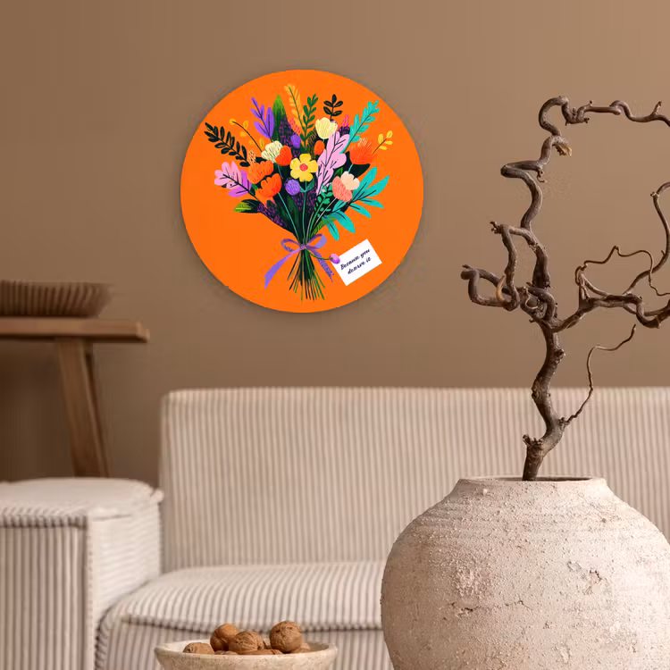 Wandcirkel - Glas - Kaartje - Boeket - Bloemen — 2