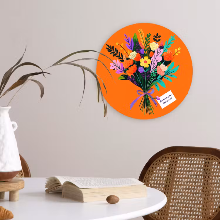 Wandcirkel - Glas - Kaartje - Boeket - Bloemen — 4