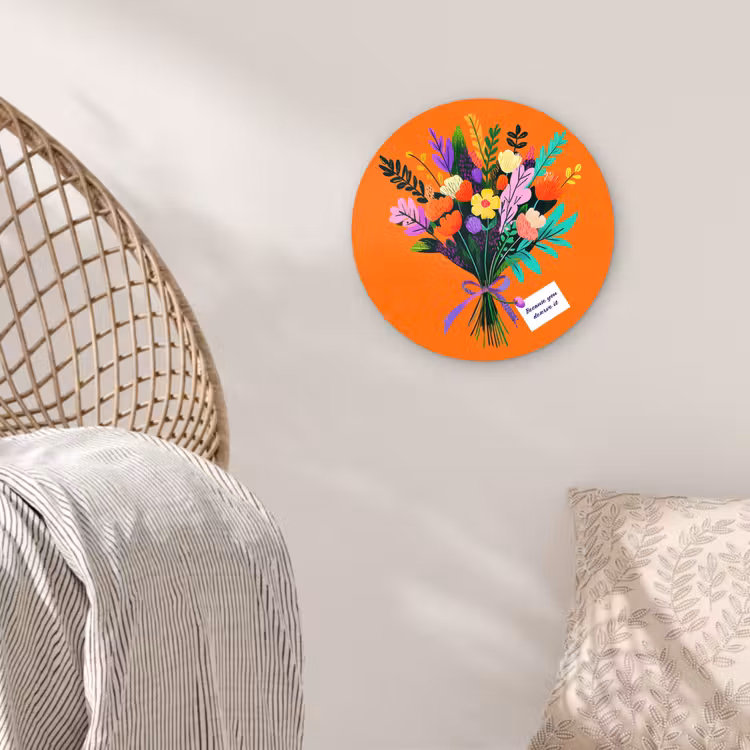 Wandcirkel - Glas - Kaartje - Boeket - Bloemen — 5