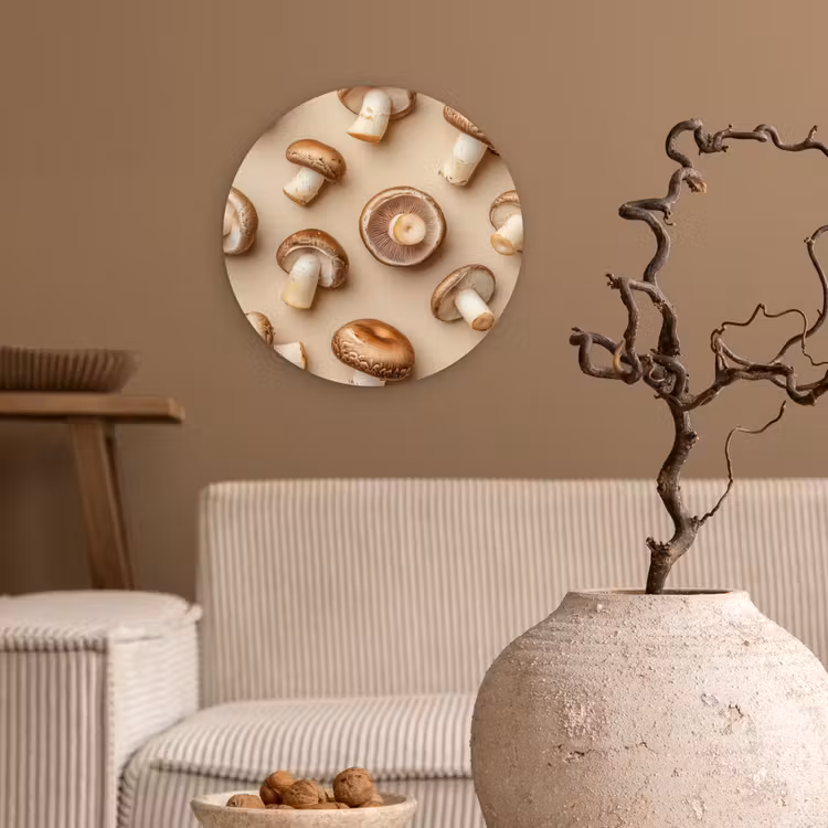 Wandcirkel - Glas - Kastanje Champignons - Beige — 2