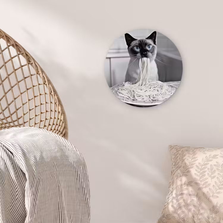 Wandcirkel - Glas - Kat - Siamees - Zwart Wit - Schattig - Dieren — 5