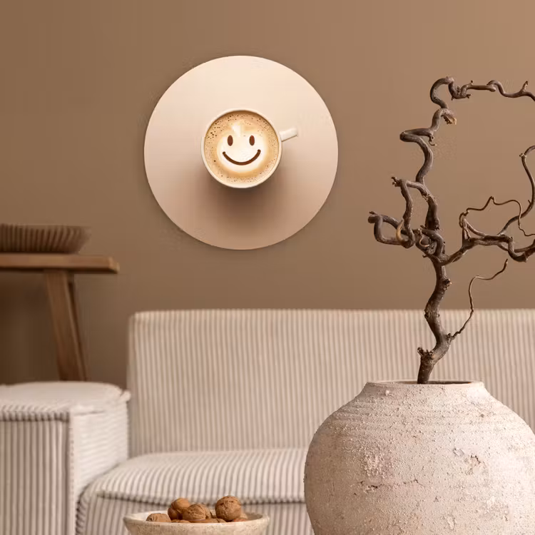 Wandcirkel - Glas - Koffie - Melkschuim - Lach - Beige — 2