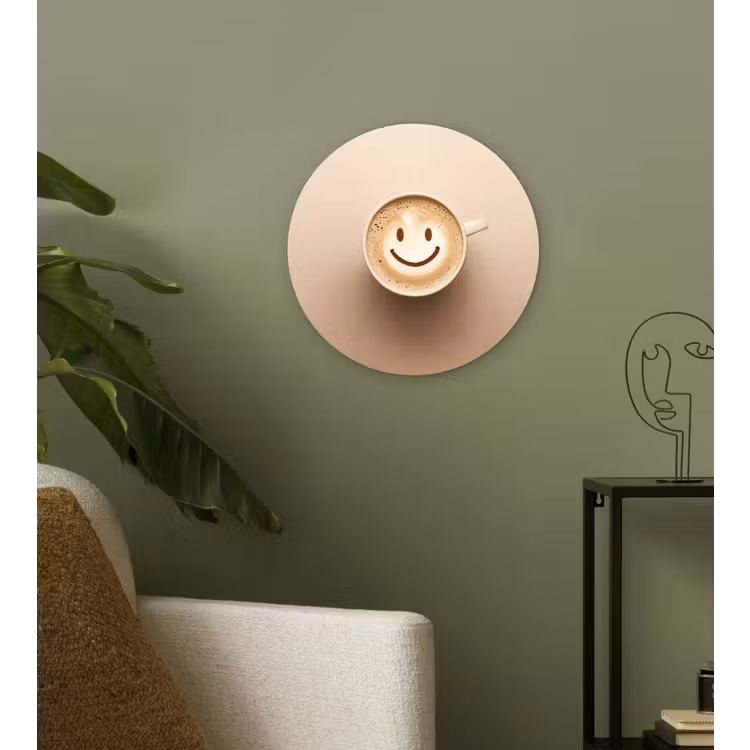 Wandcirkel - Glas - Koffie - Melkschuim - Lach - Beige — 3