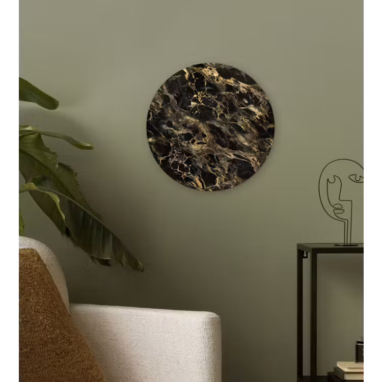 Wandcirkel - Glas - Kristal - Goud - Zwart - Marmer — 3