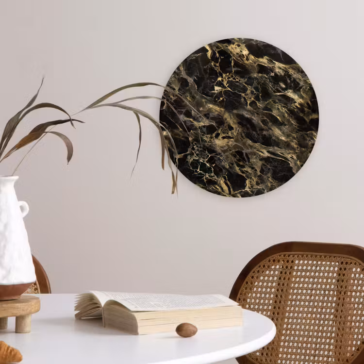 Wandcirkel - Glas - Kristal - Goud - Zwart - Marmer — 4