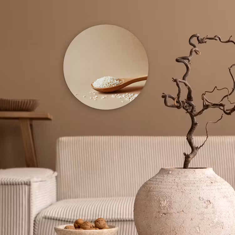 Wandcirkel - Glas - Lepel - Rijst - Hout - Beige — 2