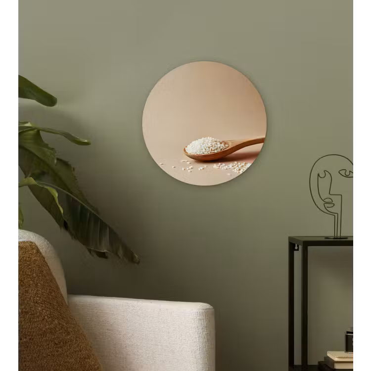 Wandcirkel - Glas - Lepel - Rijst - Hout - Beige — 3