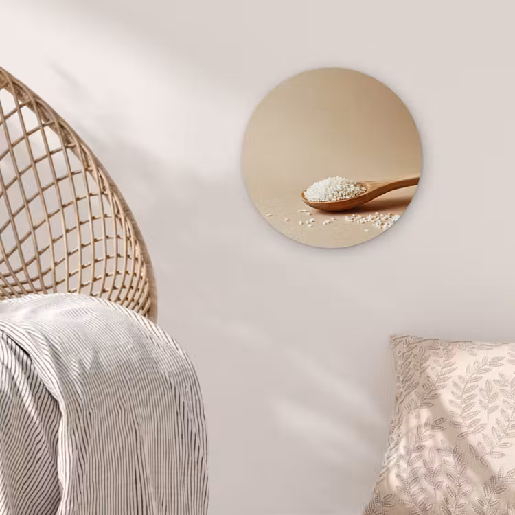 Wandcirkel - Glas - Lepel - Rijst - Hout - Beige — 5