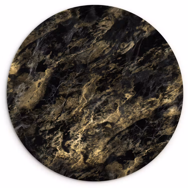 Wandcirkel - Glas - Marmer - Zwart - Goud — 1