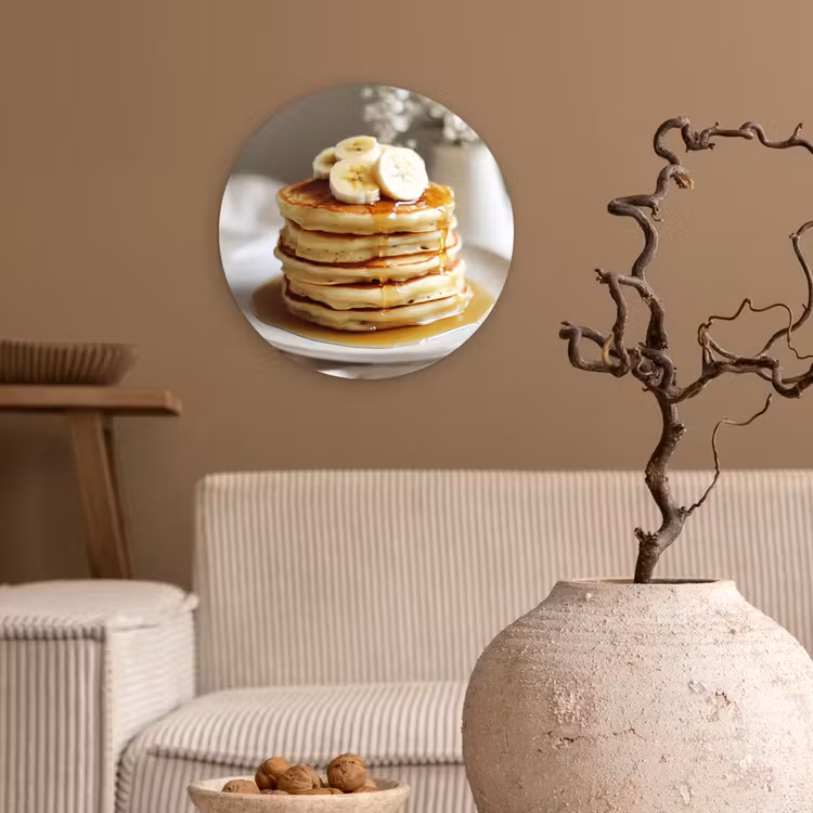 Wandcirkel - Glas - Pannenkoeken - Banaan - Siroop - Wit - Beige — 2