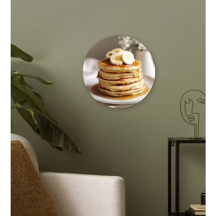 Wandcirkel - Glas - Pannenkoeken - Banaan - Siroop - Wit - Beige — 3