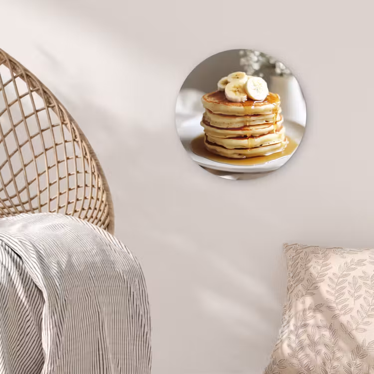 Wandcirkel - Glas - Pannenkoeken - Banaan - Siroop - Wit - Beige — 5