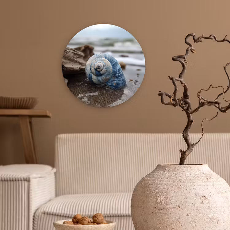 Wandcirkel - Glas - Schelp - Strand - Blauw - Zee — 2