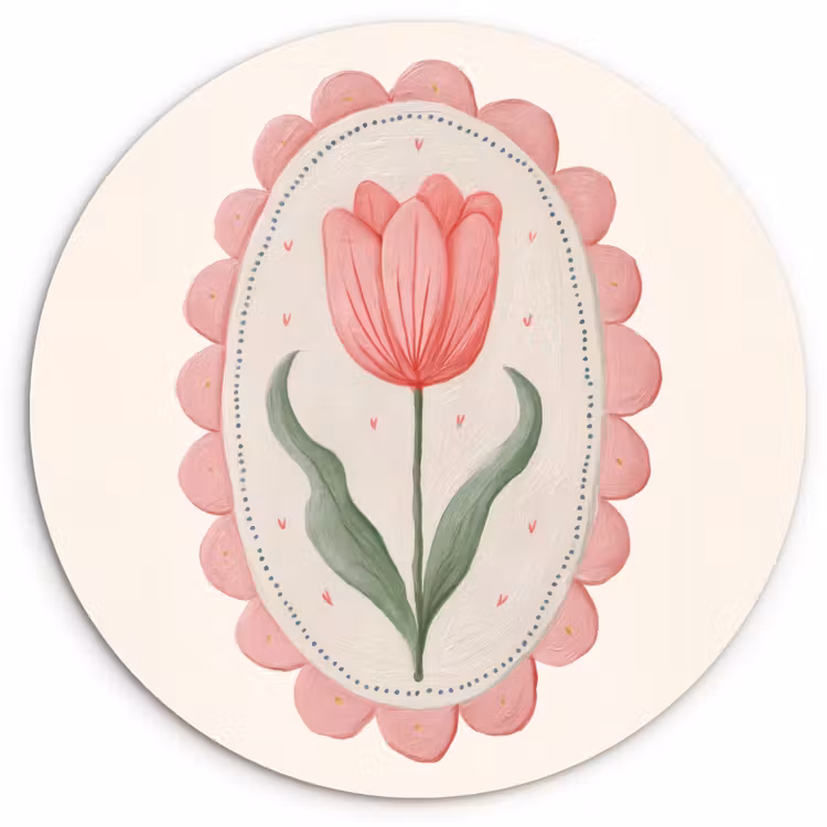 Wandcirkel - Glas - Tulp - Lijst - Ovaal - Illustratie — 1