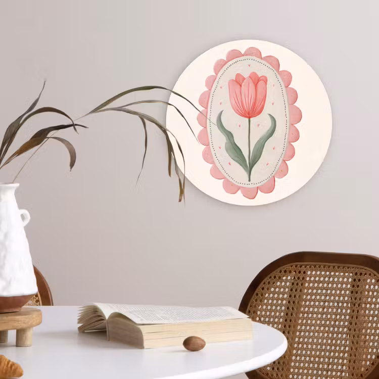 Wandcirkel - Glas - Tulp - Lijst - Ovaal - Illustratie — 4