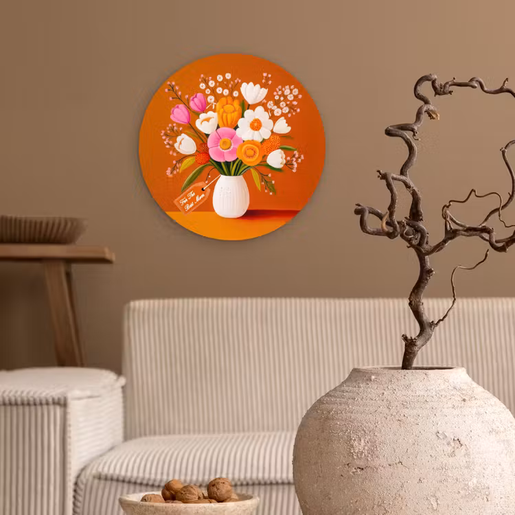 Wandcirkel - Glas - Vaas - Bloemen - Oranje — 2