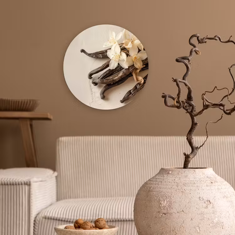 Wandcirkel - Glas - Vanille - Bloemen - Beige — 2