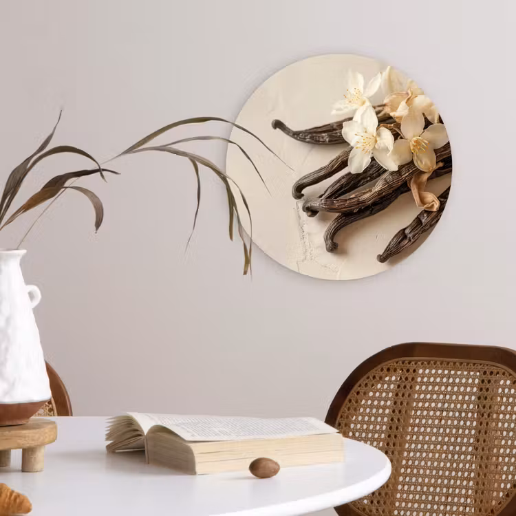 Wandcirkel - Glas - Vanille - Bloemen - Beige — 4