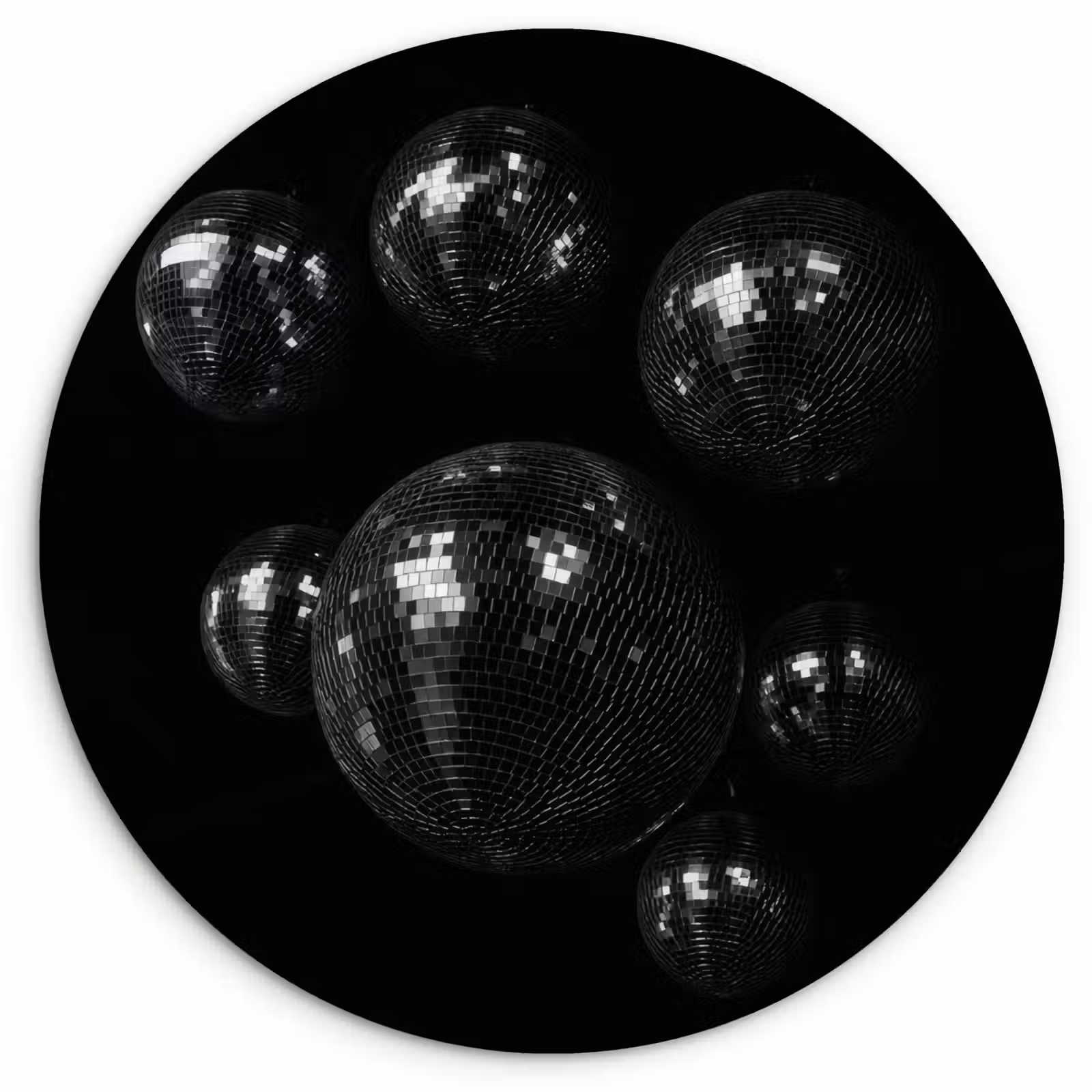 Wandcirkel - Glas - Discoballen - Minimalistisch - Zwart — 1