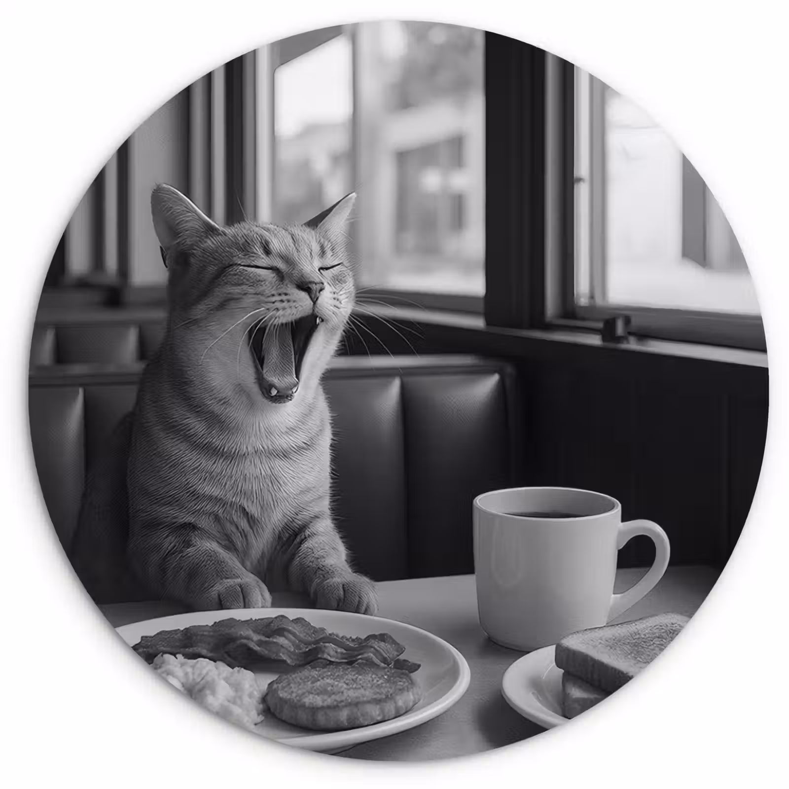 Wandcirkel - Glas - Kat - Koffie - Brood - Zwart — 1