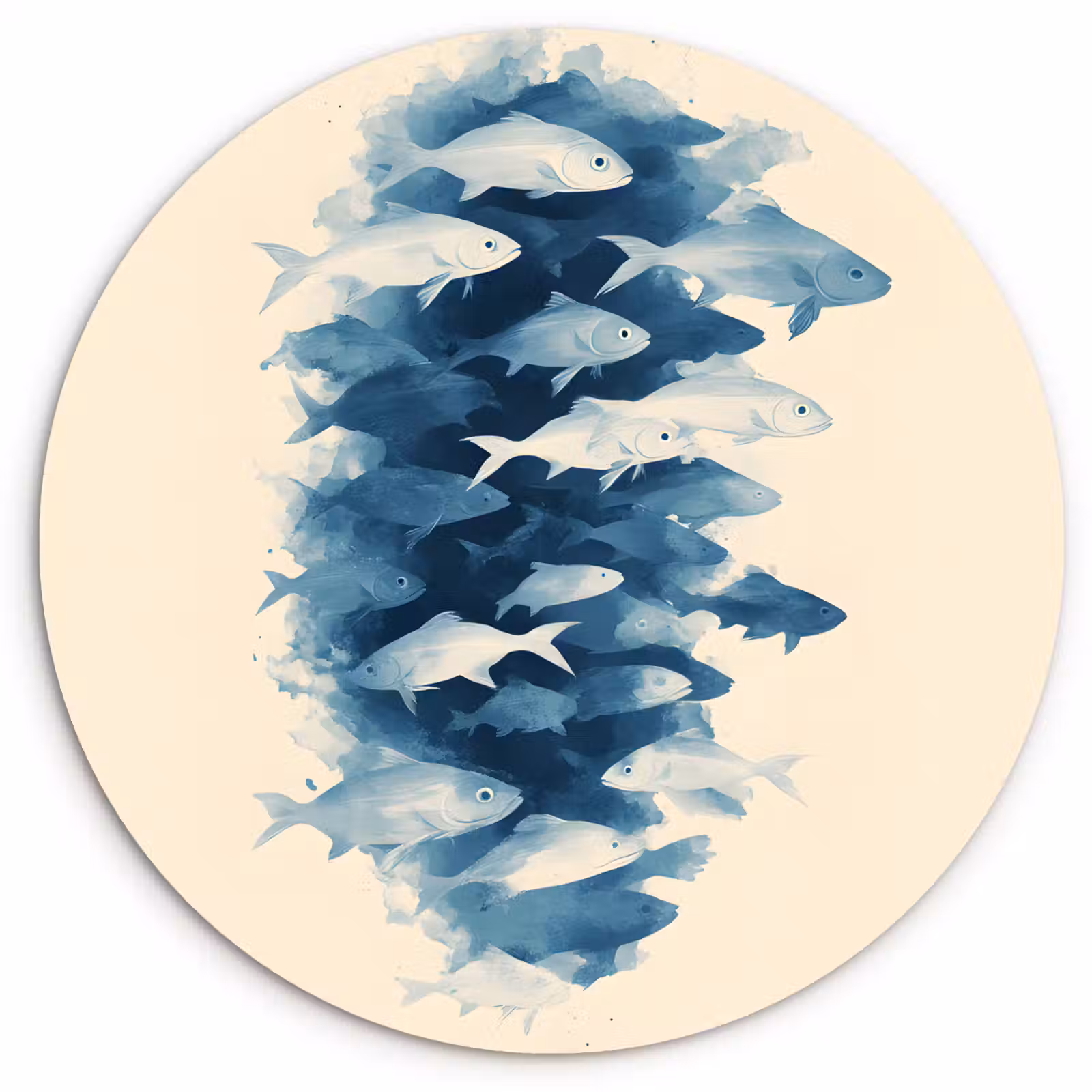 Wandcirkel - Glas - Vissen - Minimalistisch - Blauw — 1
