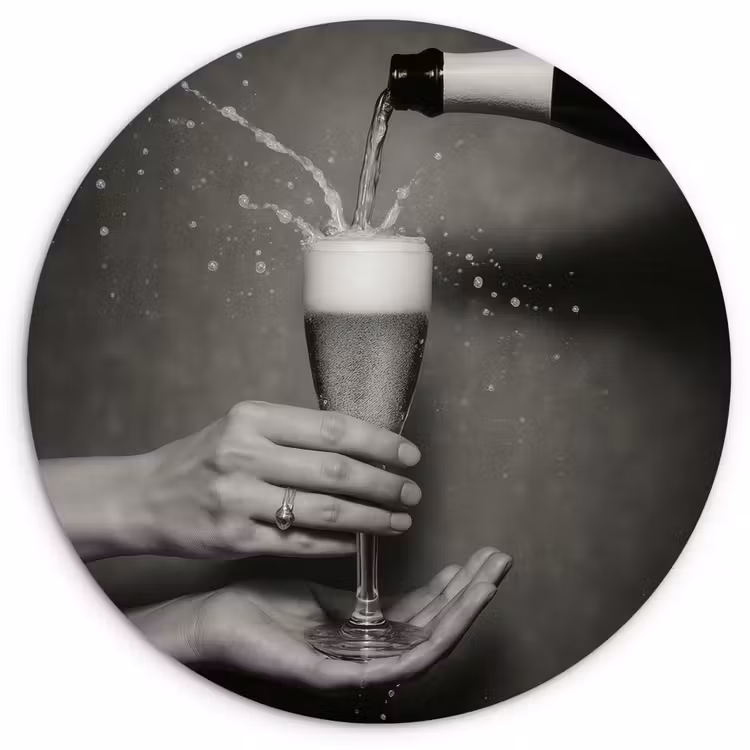 Wandcirkel - Glas - Champagnefles - Glas - Minimalistisch - Spetters — 1