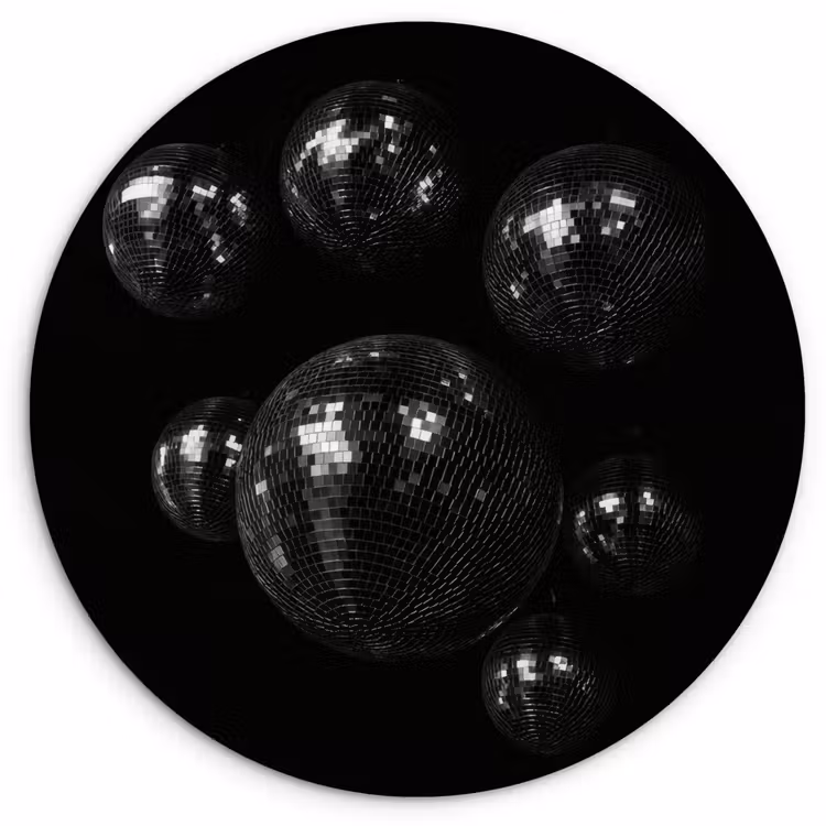 Wandcirkel - Glas - Discoballen - Minimalistisch - Zwart — 1