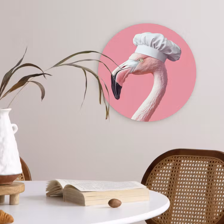 Wandcirkel - Glas - Flamingo - Roze - Koksmuts - Vogel — 4