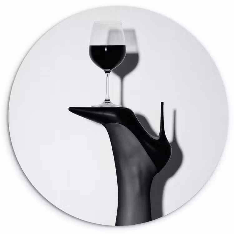 Wandcirkel - Glas - Hak - Wijn - Minimalistisch - Zwart — 1