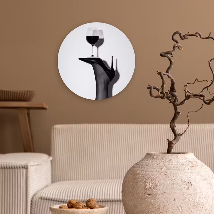 Wandcirkel - Glas - Hak - Wijn - Minimalistisch - Zwart — 2