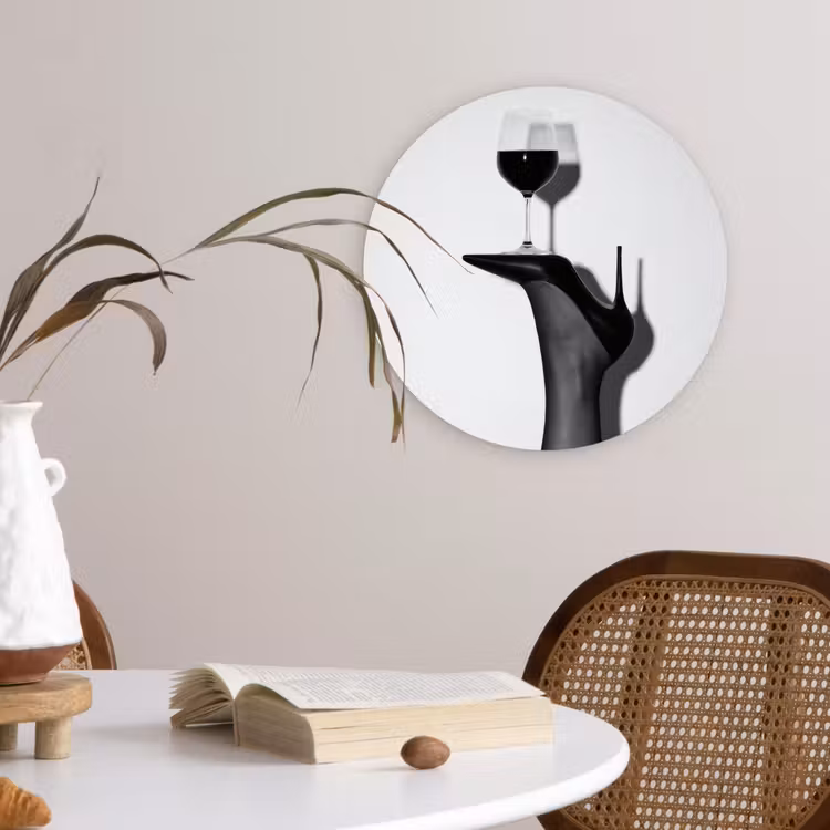 Wandcirkel - Glas - Hak - Wijn - Minimalistisch - Zwart — 4