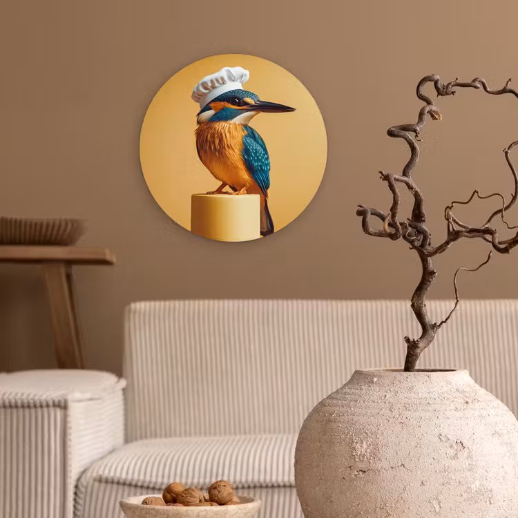 Wandcirkel - Glas - Ijsvogel - Pilaar - Koksmuts - Vogel — 2