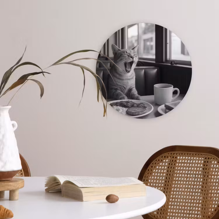 Wandcirkel - Glas - Kat - Koffie - Brood - Zwart — 4