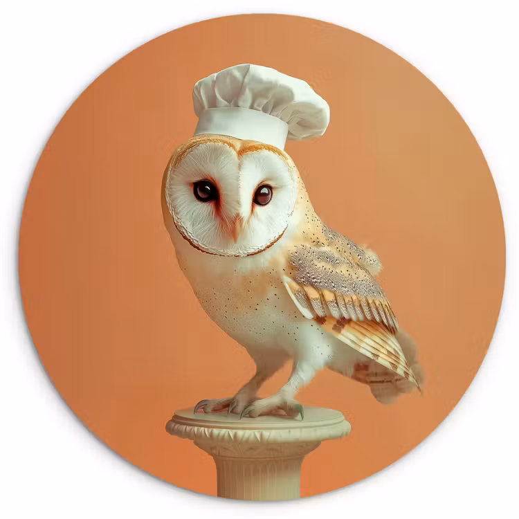 Wandcirkel - Glas - Kerkuil - Koksmuts - Oranje - Vogel — 1