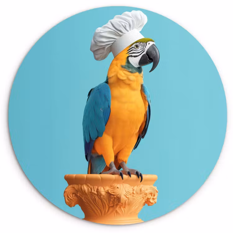 Wandcirkel - Glas - Papegaai - Koksmuts - Grappig - Vogel — 1