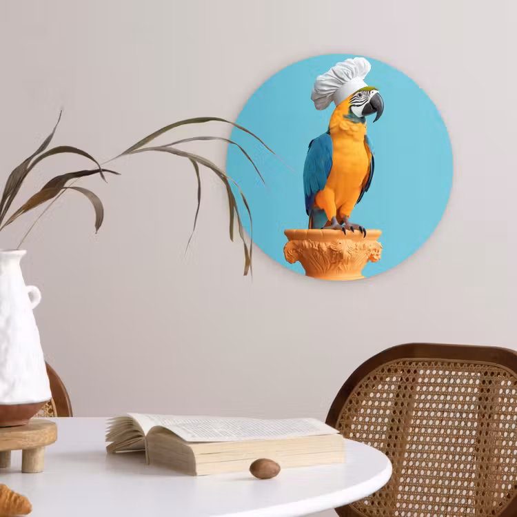 Wandcirkel - Glas - Papegaai - Koksmuts - Grappig - Vogel — 4