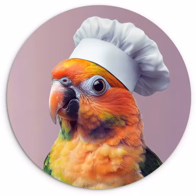Wandcirkel - Glas - Papegaai - Koksmuts - Nieuwsgierig - Vogel — 1