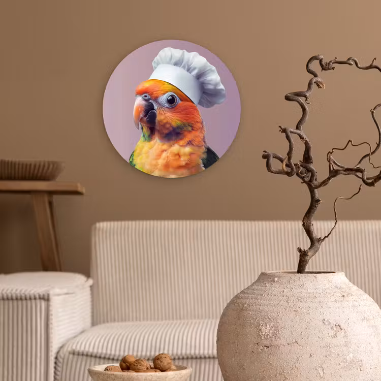 Wandcirkel - Glas - Papegaai - Koksmuts - Nieuwsgierig - Vogel — 2