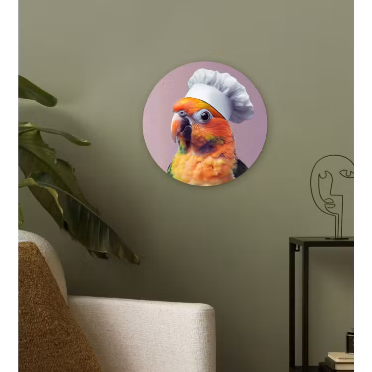 Wandcirkel - Glas - Papegaai - Koksmuts - Nieuwsgierig - Vogel — 3
