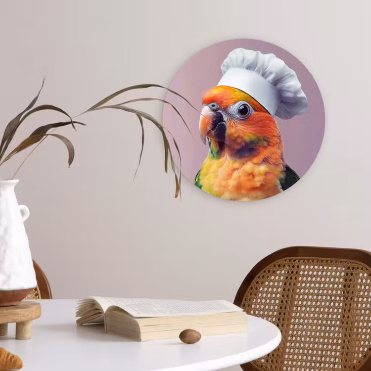 Wandcirkel - Glas - Papegaai - Koksmuts - Nieuwsgierig - Vogel — 4