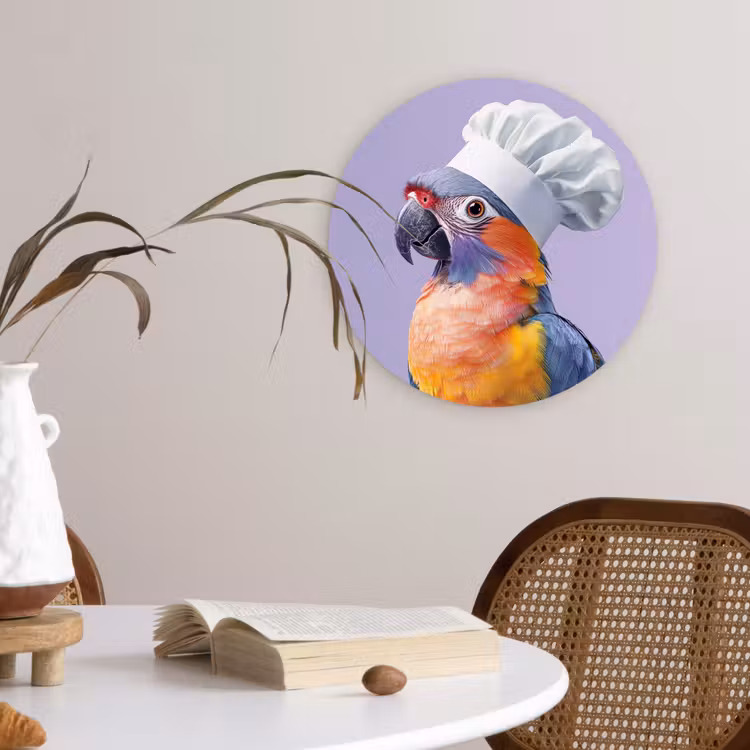 Wandcirkel - Glas - Papegaai - Koksmuts - Paars - Cute — 4