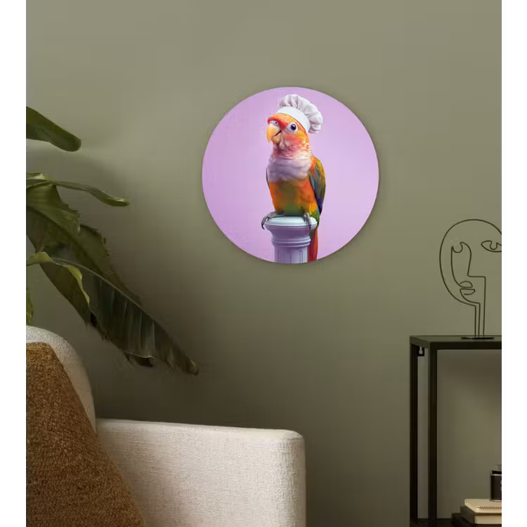 Wandcirkel - Glas - Papegaai - Koksmuts - Pilaar - Vogel — 3